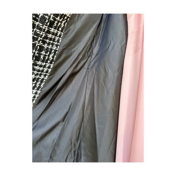 Venus Longline Boucle Knit Blazer Jacket Monochrome Fringe Collar & Cuffs Sz 6 - Picture 5 of 9